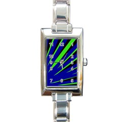 Rays Light Chevron Blue Green Black Rectangle Italian Charm Watch by Mariart