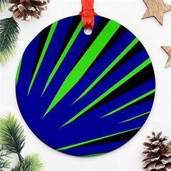 Rays Light Chevron Blue Green Black Ornament (round) by Mariart