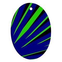 Rays Light Chevron Blue Green Black Ornament (oval) by Mariart