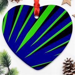 Rays Light Chevron Blue Green Black Ornament (heart) by Mariart