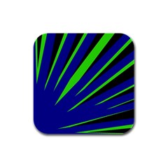 Rays Light Chevron Blue Green Black Rubber Square Coaster (4 Pack)  by Mariart