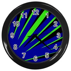 Rays Light Chevron Blue Green Black Wall Clocks (black)