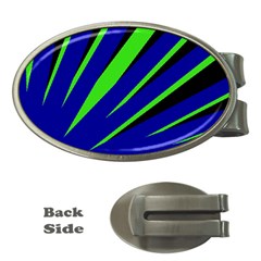 Rays Light Chevron Blue Green Black Money Clips (oval)  by Mariart