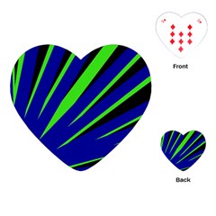 Rays Light Chevron Blue Green Black Playing Cards (heart) 