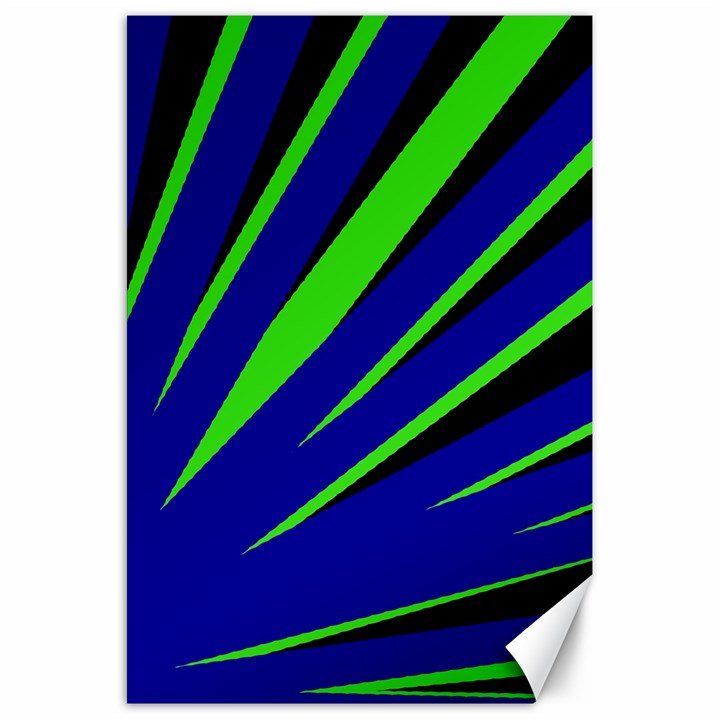 Rays Light Chevron Blue Green Black Canvas 20  x 30  