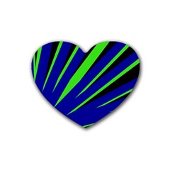 Rays Light Chevron Blue Green Black Rubber Coaster (heart)  by Mariart