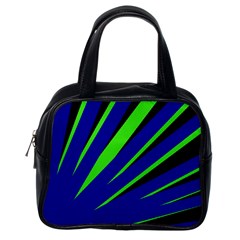 Rays Light Chevron Blue Green Black Classic Handbags (one Side) by Mariart