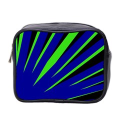 Rays Light Chevron Blue Green Black Mini Toiletries Bag 2-side by Mariart