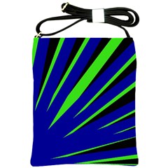 Rays Light Chevron Blue Green Black Shoulder Sling Bags