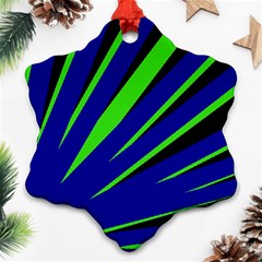 Rays Light Chevron Blue Green Black Snowflake Ornament (two Sides) by Mariart