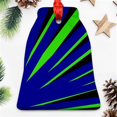 Rays Light Chevron Blue Green Black Bell Ornament (two Sides) by Mariart