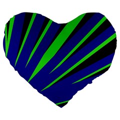 Rays Light Chevron Blue Green Black Large 19  Premium Heart Shape Cushions by Mariart