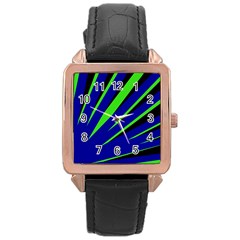 Rays Light Chevron Blue Green Black Rose Gold Leather Watch  by Mariart