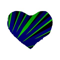 Rays Light Chevron Blue Green Black Standard 16  Premium Flano Heart Shape Cushions by Mariart