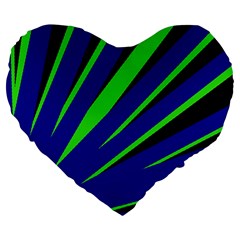 Rays Light Chevron Blue Green Black Large 19  Premium Flano Heart Shape Cushions