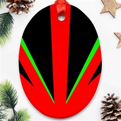 Rays Light Chevron Green Red Black Ornament (oval) by Mariart