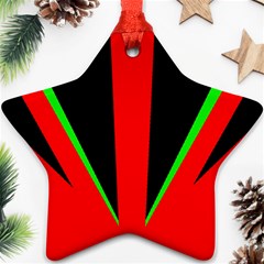 Rays Light Chevron Green Red Black Ornament (star) by Mariart