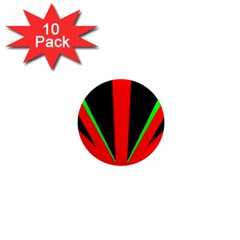 Rays Light Chevron Green Red Black 1  Mini Magnet (10 Pack)  by Mariart