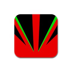 Rays Light Chevron Green Red Black Rubber Square Coaster (4 Pack)  by Mariart