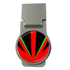 Rays Light Chevron Green Red Black Money Clips (round)  by Mariart