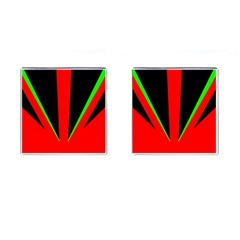 Rays Light Chevron Green Red Black Cufflinks (Square)