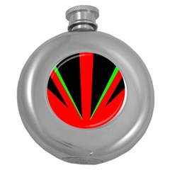 Rays Light Chevron Green Red Black Round Hip Flask (5 Oz) by Mariart