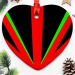 Rays Light Chevron Green Red Black Heart Ornament (Two Sides) Front