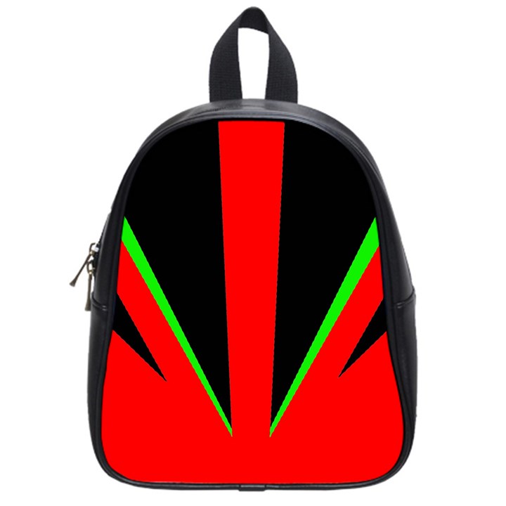 Rays Light Chevron Green Red Black School Bags (Small) 