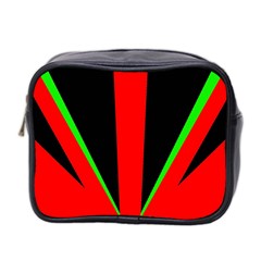 Rays Light Chevron Green Red Black Mini Toiletries Bag 2-side by Mariart