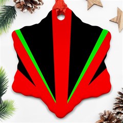 Rays Light Chevron Green Red Black Ornament (snowflake) by Mariart