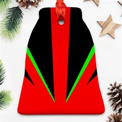 Rays Light Chevron Green Red Black Ornament (bell) by Mariart