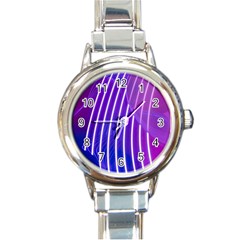 Rays Light Chevron Blue Purple Line Light Round Italian Charm Watch by Mariart