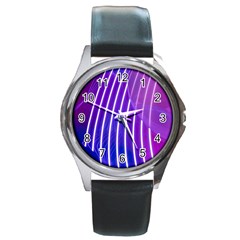 Rays Light Chevron Blue Purple Line Light Round Metal Watch