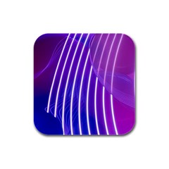 Rays Light Chevron Blue Purple Line Light Rubber Square Coaster (4 Pack)  by Mariart