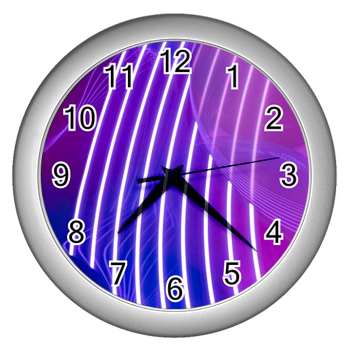 Rays Light Chevron Blue Purple Line Light Wall Clocks (Silver) 