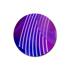 Rays Light Chevron Blue Purple Line Light Rubber Coaster (round) 