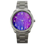 Rays Light Chevron Blue Purple Line Light Sport Metal Watch Front