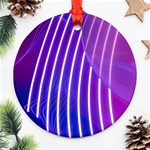 Rays Light Chevron Blue Purple Line Light Round Ornament (Two Sides) Front