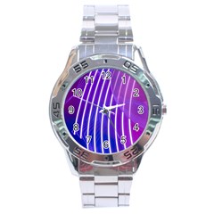 Rays Light Chevron Blue Purple Line Light Stainless Steel Analogue Watch