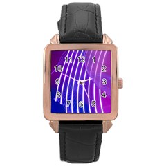 Rays Light Chevron Blue Purple Line Light Rose Gold Leather Watch  by Mariart