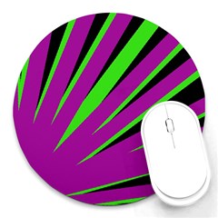 Rays Light Chevron Purple Green Black Round Mousepads