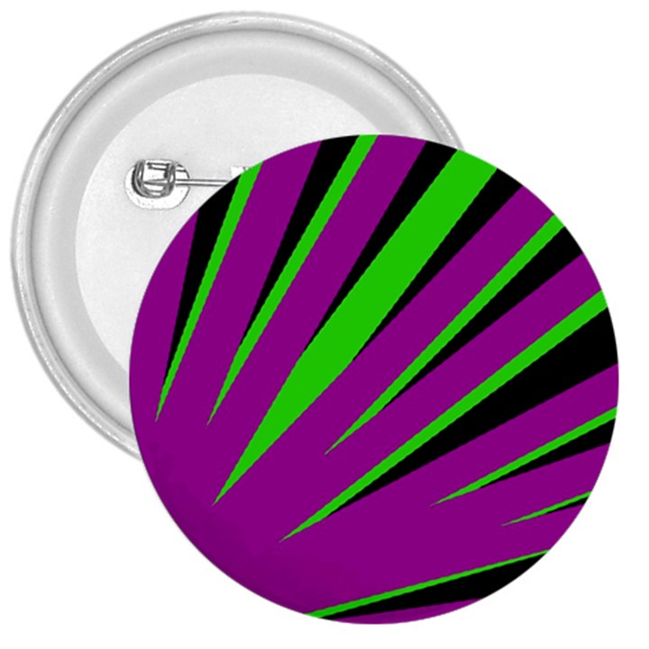 Rays Light Chevron Purple Green Black 3  Buttons