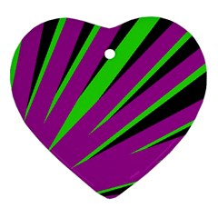 Rays Light Chevron Purple Green Black Ornament (heart)