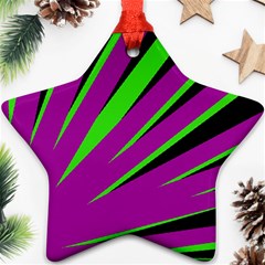 Rays Light Chevron Purple Green Black Ornament (star)