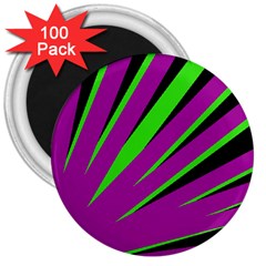 Rays Light Chevron Purple Green Black 3  Magnets (100 Pack) by Mariart