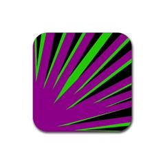 Rays Light Chevron Purple Green Black Rubber Coaster (square)  by Mariart