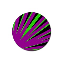 Rays Light Chevron Purple Green Black Rubber Coaster (round) 