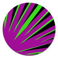 Rays Light Chevron Purple Green Black Magnet 5  (round)