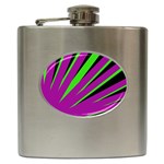 Rays Light Chevron Purple Green Black Hip Flask (6 oz) Front