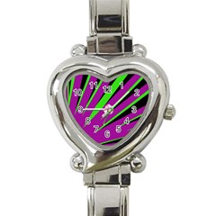 Rays Light Chevron Purple Green Black Heart Italian Charm Watch